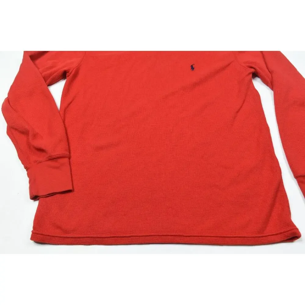 Polo Ralph Lauren Waffle-Knit Thermal Shirt Mens Large Red Long Sleeve Crew